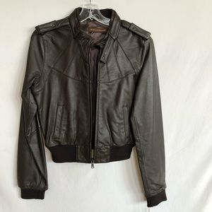 Knoles and Carter/ Brown Leather Bomber Jacket